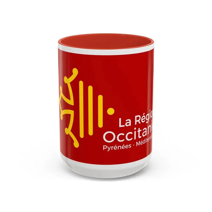 Flag of Occitanie France - Accent Coffee Mug 15oz Red - Go Mug Yourself