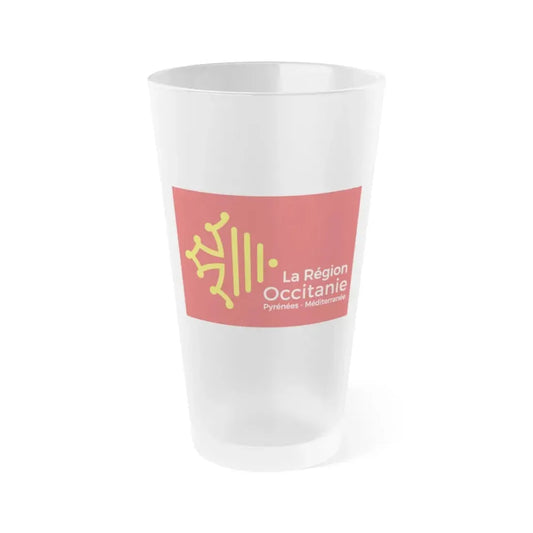 Flag of Occitanie France - Frosted Pint Glass 16oz 16oz Frosted - Go Mug Yourself