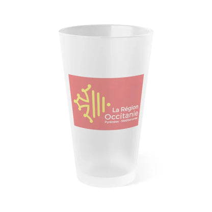 Flag of Occitanie France - Frosted Pint Glass 16oz 16oz Frosted - Go Mug Yourself