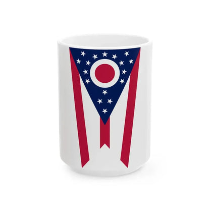Flag of Ohio vertical (United States) White Coffee Mug 15oz - Go Mug Yourself