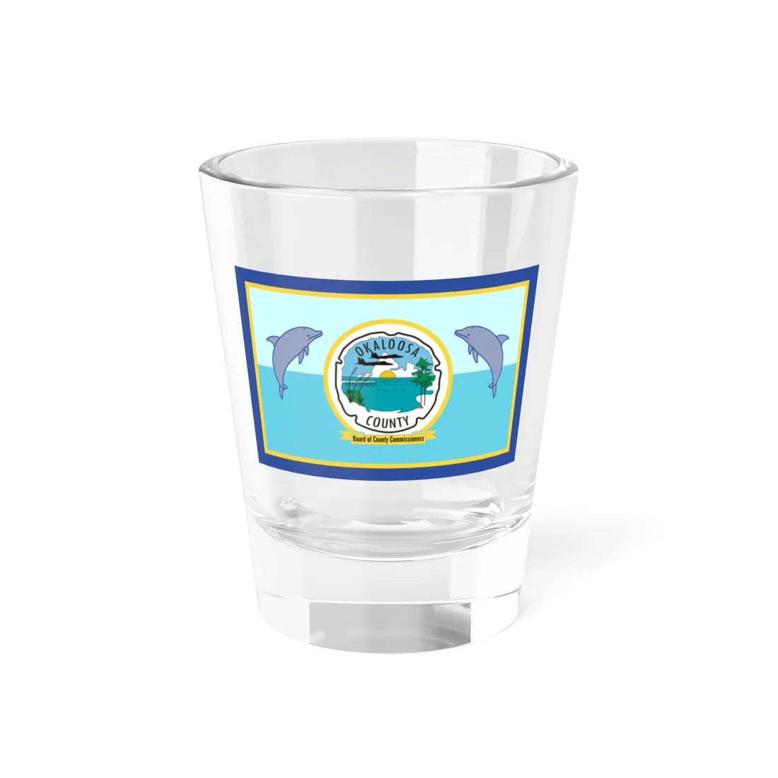 Flag of Okaloosa County Florida (United States) Shot Glass 1.5oz 1.5oz - Go Mug Yourself
