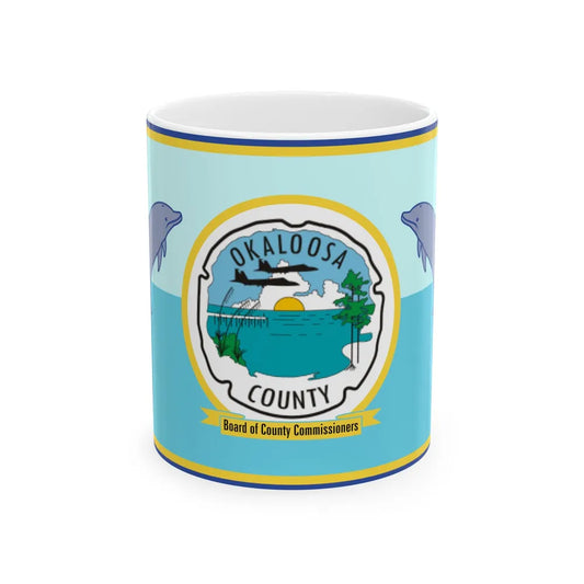 Flag of Okaloosa County Florida (United States) White Coffee Mug 11oz - Go Mug Yourself