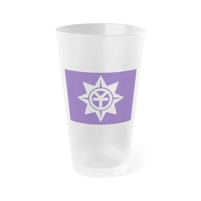 Flag of Okayama Okayama Japan - Frosted Pint Glass 16oz 16oz Frosted - Go Mug Yourself