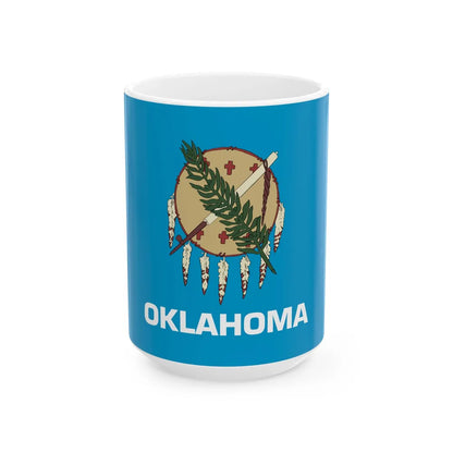 Flag of Oklahoma 1941-1988 (United States) White Coffee Mug 15oz - Go Mug Yourself