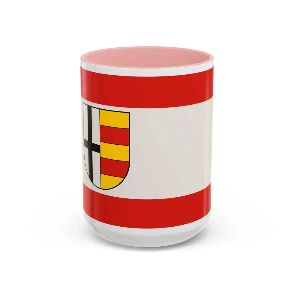Flag of Olpe Germany - Accent Coffee Mug 15oz Pink - Go Mug Yourself