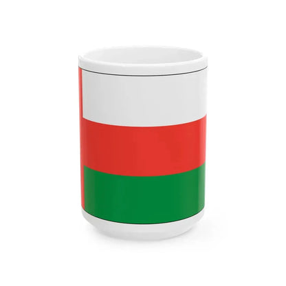 Flag of Oman bordered (Oman) White Coffee Mug 15oz - Go Mug Yourself