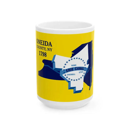 Flag of Oneida County New York (United States) White Coffee Mug 15oz - Go Mug Yourself