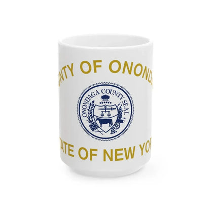Flag of Onondaga County New York (United States) White Coffee Mug 15oz - Go Mug Yourself