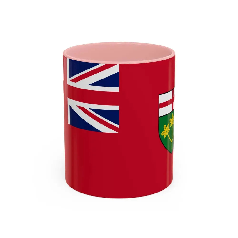 Flag of Ontario Canada - Accent Coffee Mug 11oz Pink - Go Mug Yourself