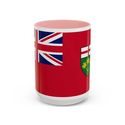 Flag of Ontario Canada - Accent Coffee Mug 15oz Pink - Go Mug Yourself