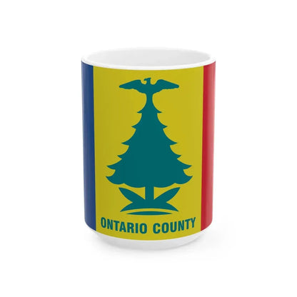 Flag of Ontario County New York (United States) White Coffee Mug 15oz - Go Mug Yourself
