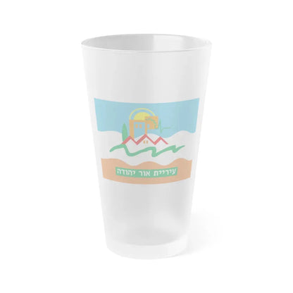 Flag of Or Yehuda Israel - Frosted Pint Glass 16oz 16oz Frosted - Go Mug Yourself