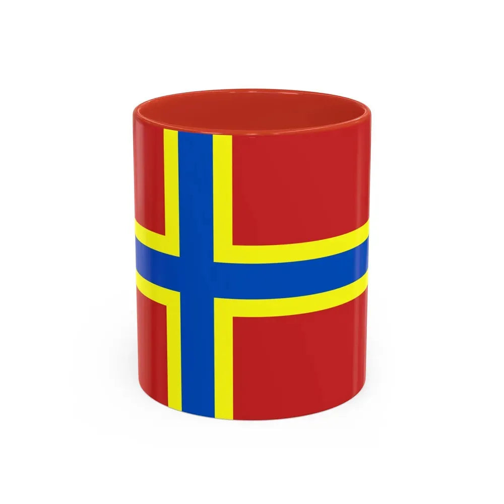 Flag of Orkney UK - Accent Coffee Mug 11oz Red - Go Mug Yourself