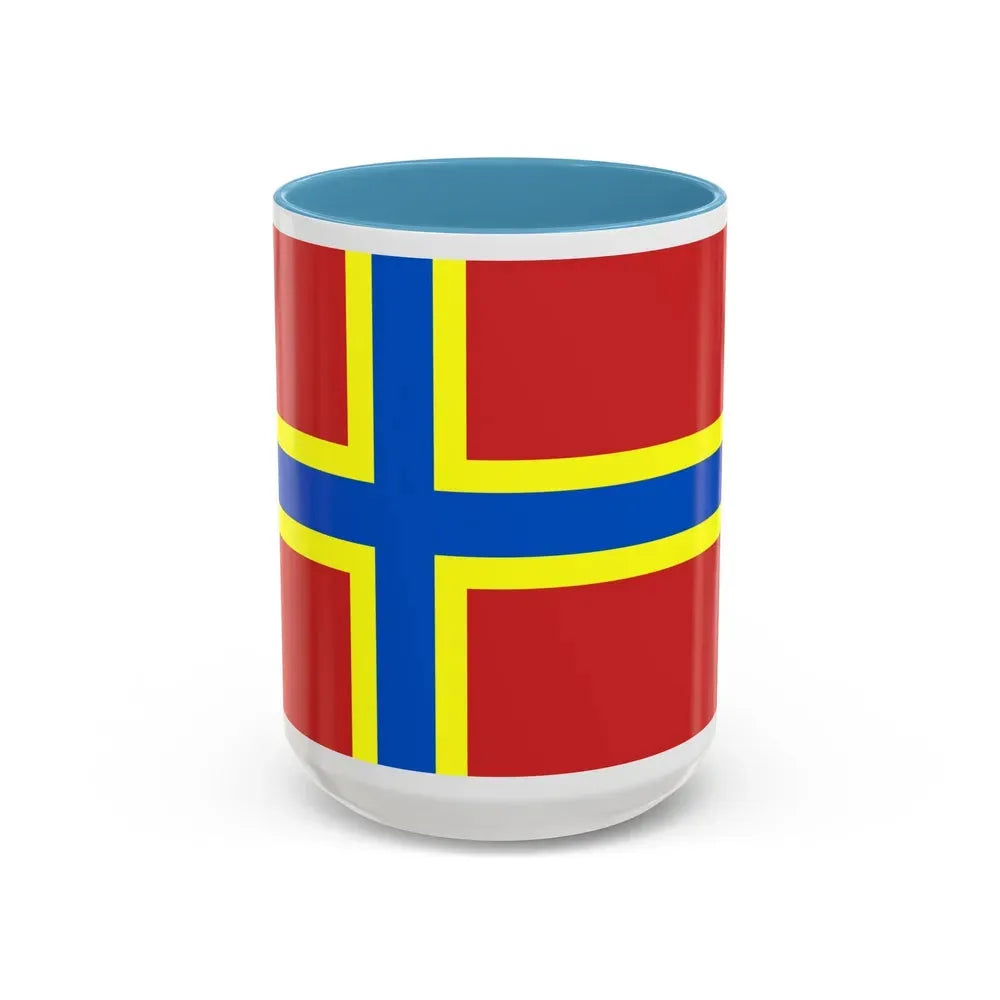 Flag of Orkney UK - Accent Coffee Mug 15oz Light Blue - Go Mug Yourself