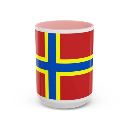Flag of Orkney UK - Accent Coffee Mug 15oz Pink - Go Mug Yourself