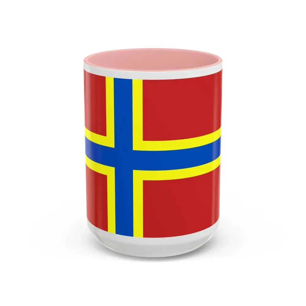 Flag of Orkney UK - Accent Coffee Mug 15oz Pink - Go Mug Yourself