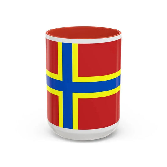 Flag of Orkney UK - Accent Coffee Mug 15oz Red - Go Mug Yourself