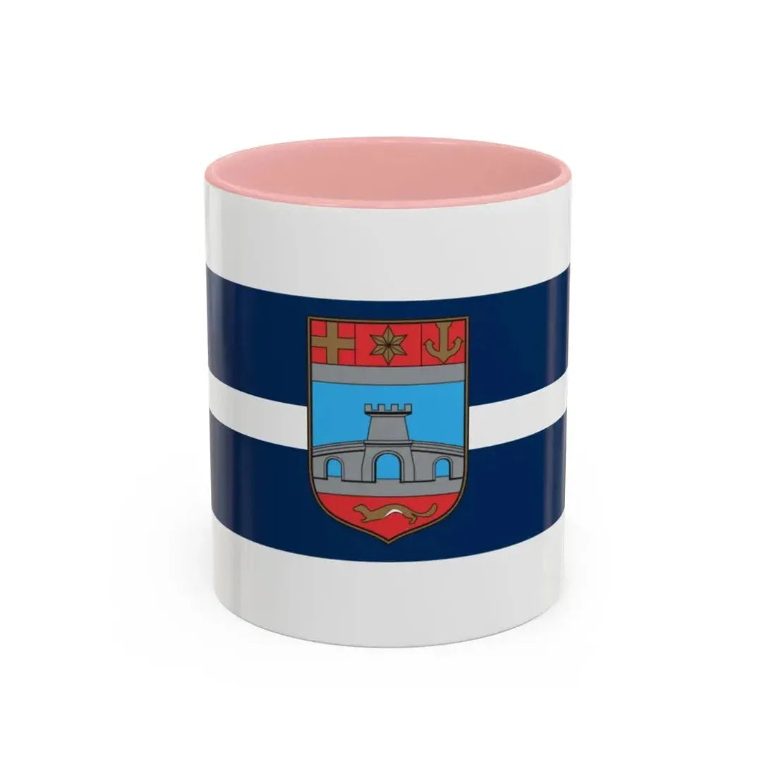 Flag of Osijek Baranja County Croatia - Accent Coffee Mug 11oz Pink - Go Mug Yourself