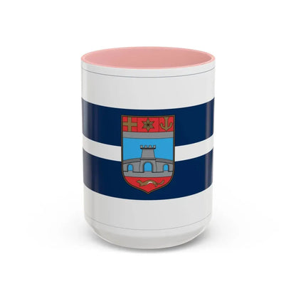 Flag of Osijek Baranja County Croatia - Accent Coffee Mug 15oz Pink - Go Mug Yourself