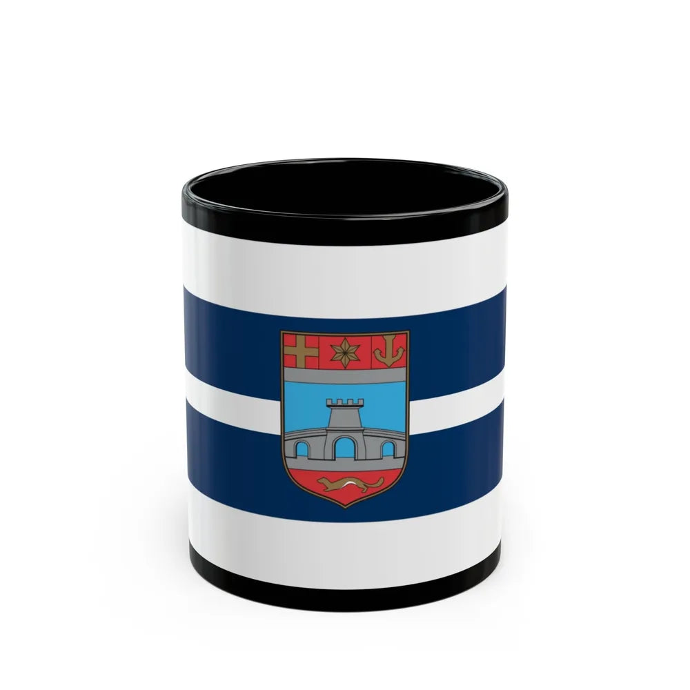 Flag of Osijek Baranja County Croatia - Black Coffee Mug-11oz-Go Mug Yourself