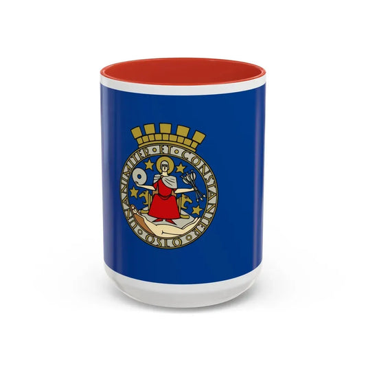 Flag of Oslo Oslo Norway - Accent Coffee Mug 15oz Red - Go Mug Yourself