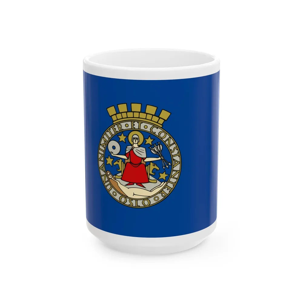 Flag of Oslo Oslo Norway - White Coffee Mug-15oz-Go Mug Yourself