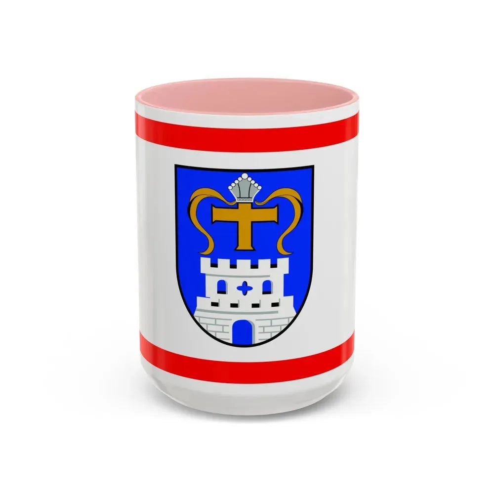 Flag of Ostholstein Germany - Accent Coffee Mug 15oz Pink - Go Mug Yourself