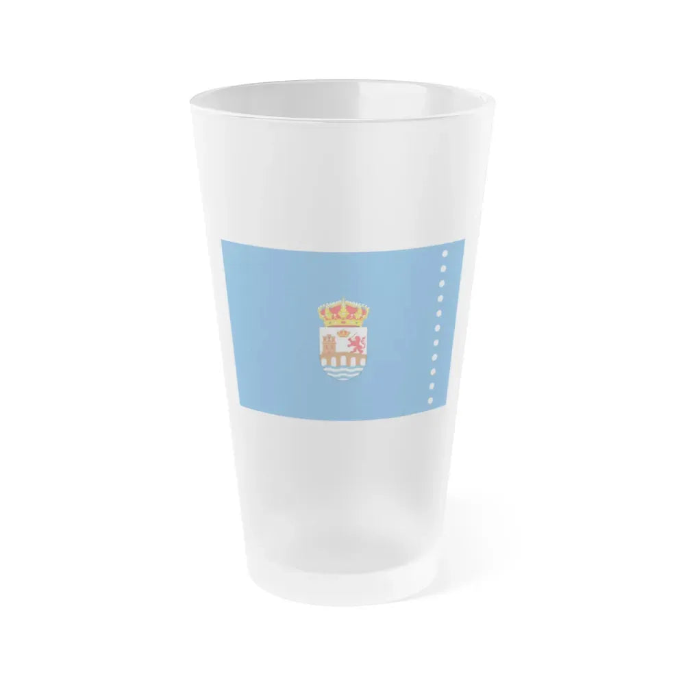 Flag of Ourense Spain - Frosted Pint Glass 16oz 16oz Frosted - Go Mug Yourself
