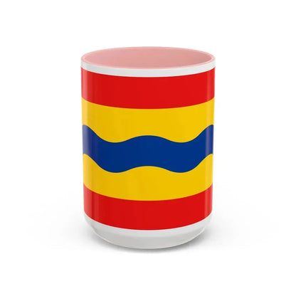 Flag of Overijssel Netherlands - Accent Coffee Mug 15oz Pink - Go Mug Yourself