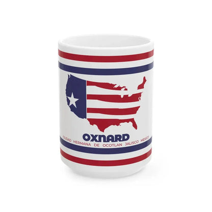 Flag of Oxnard California (United States) White Coffee Mug 15oz - Go Mug Yourself