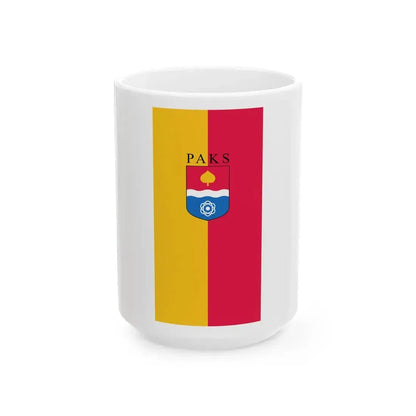 Flag of Paks vertical variant (Hungary) White Coffee Mug 15oz - Go Mug Yourself