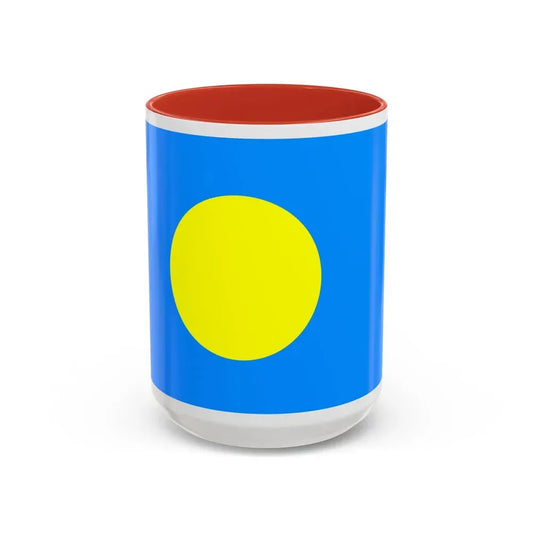 Flag of Palau Palau - Accent Coffee Mug 15oz Red - Go Mug Yourself