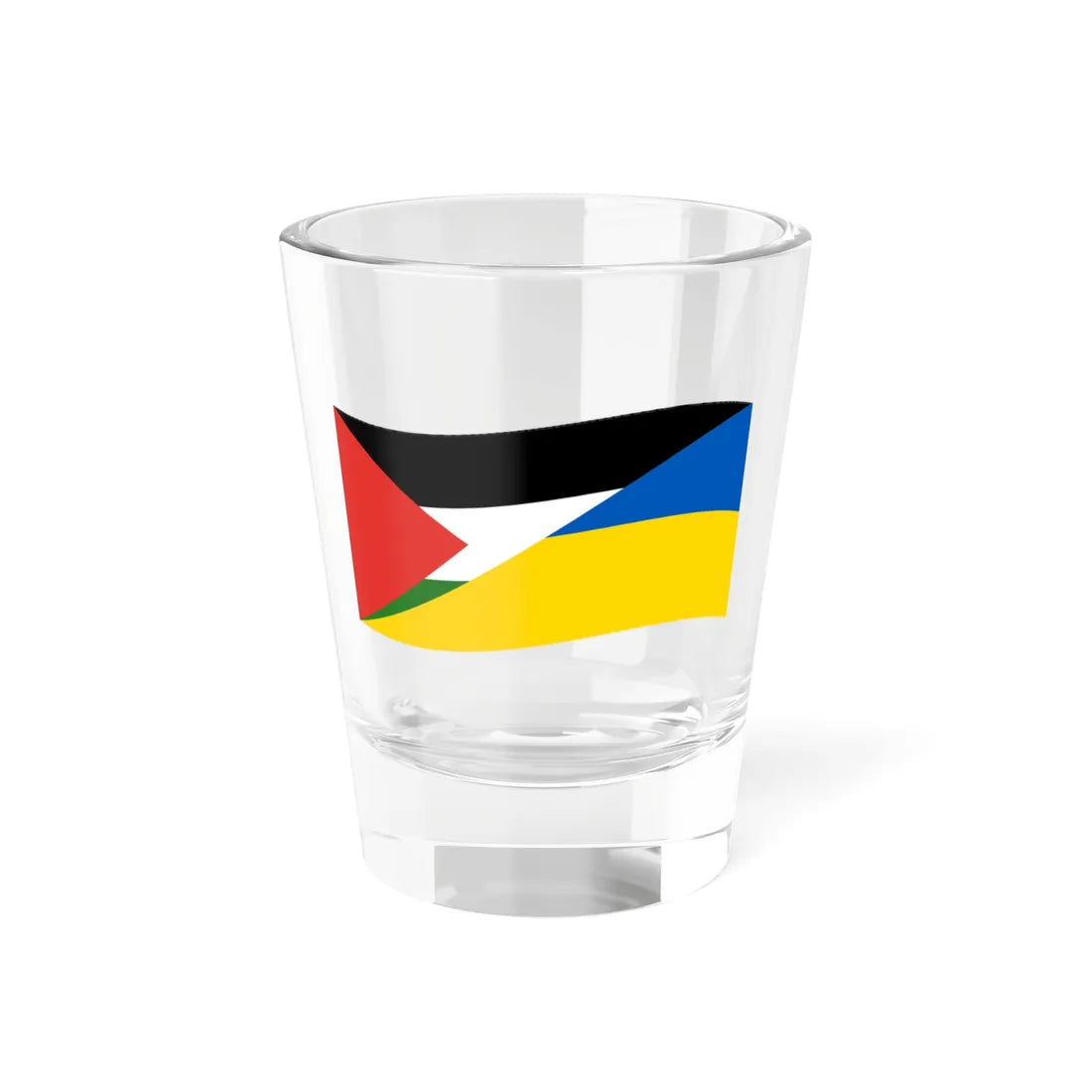 Flag of Palestine and Ukraine with waves (Palestine) Shot Glass 1.5oz 1.5oz - Go Mug Yourself