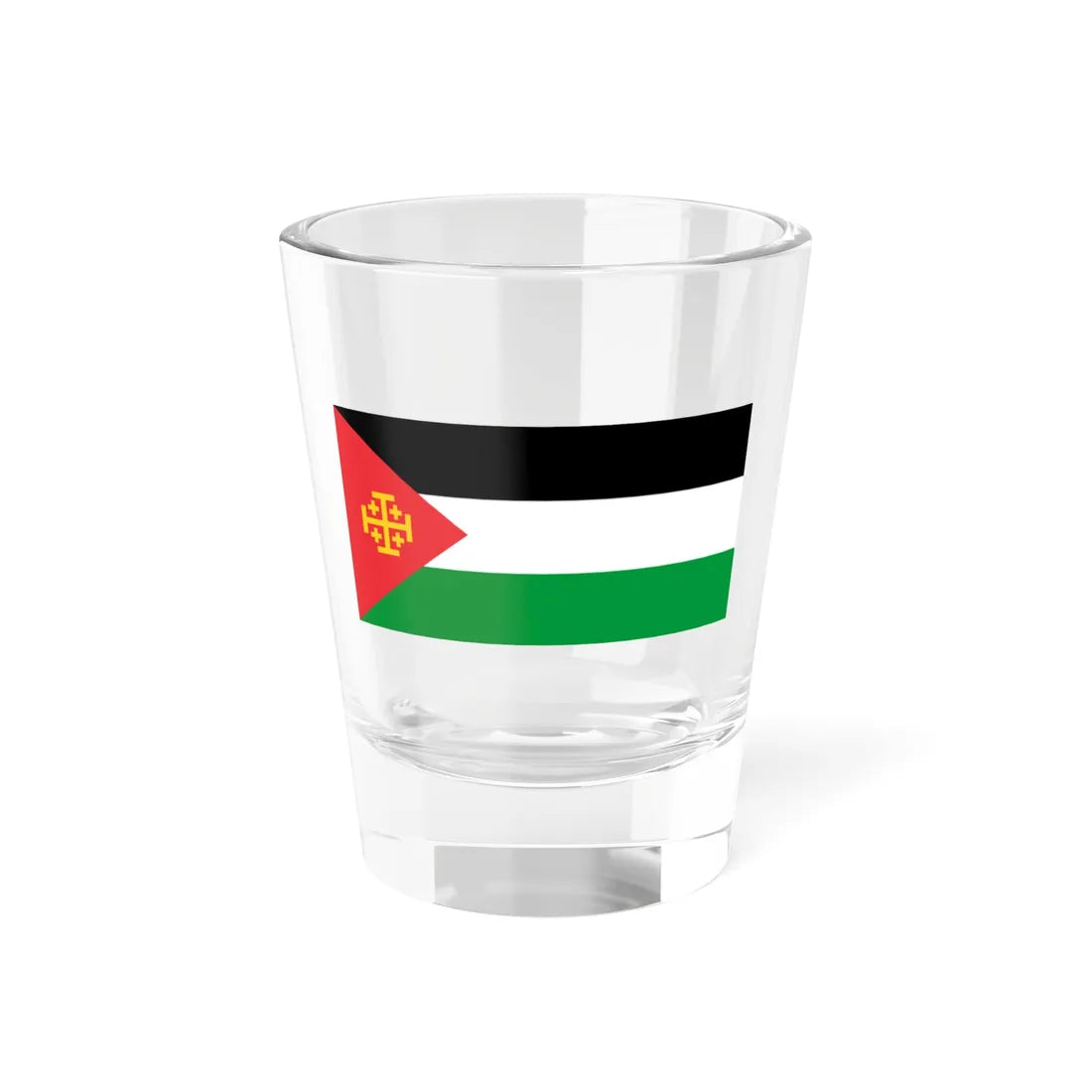 Flag of Palestine with the Kingdom of Jerusalem Cross 2 (Palestine) Shot Glass 1.5oz 1.5oz - Go Mug Yourself