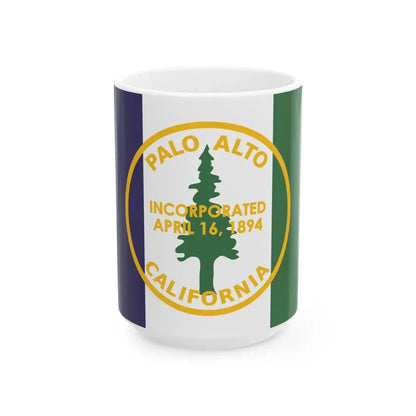 Flag of Palo Alto California (United States) White Coffee Mug 15oz - Go Mug Yourself