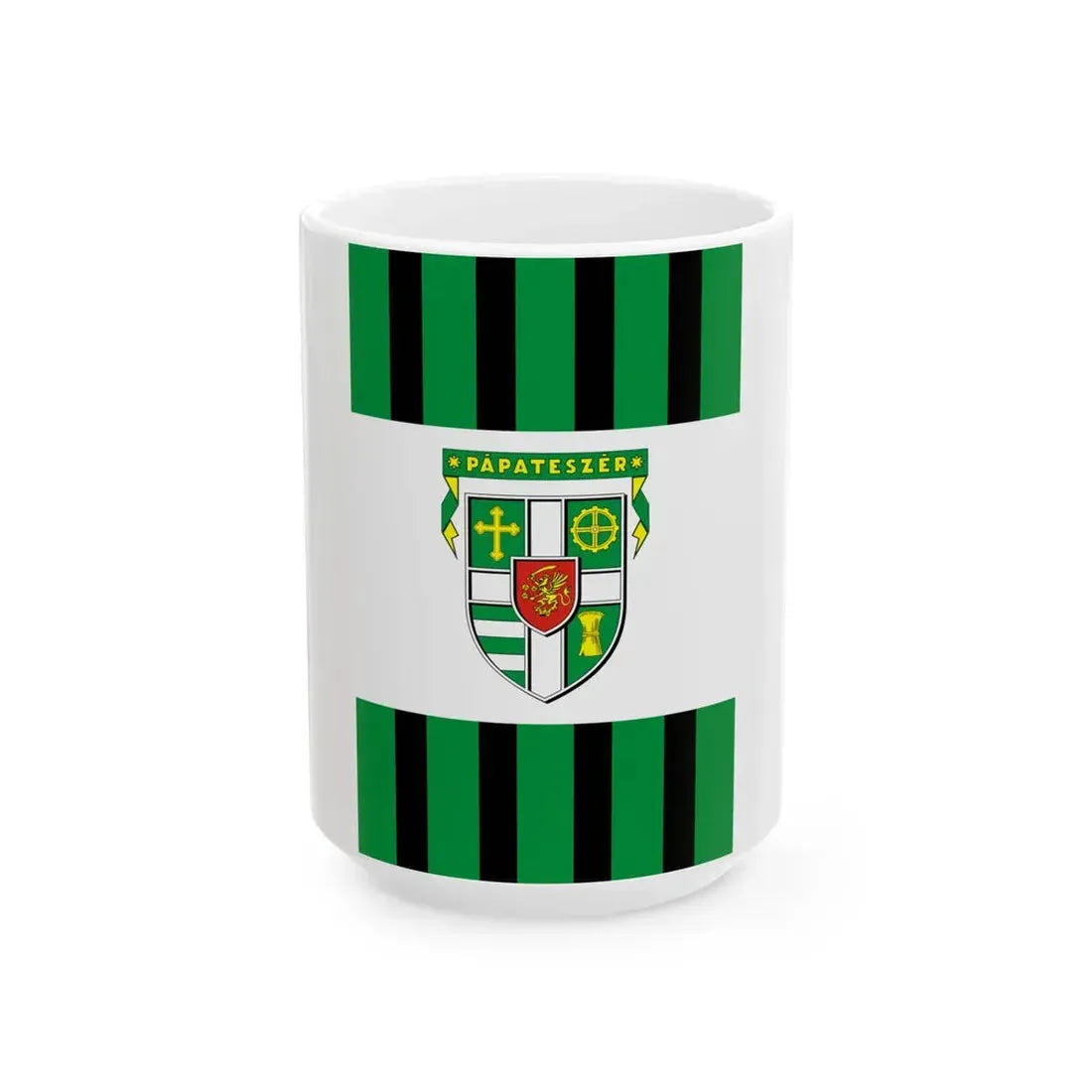 Flag of Papateszer vertical (Hungary) White Coffee Mug 15oz - Go Mug Yourself