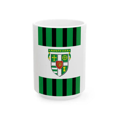 Flag of Papateszer vertical (Hungary) White Coffee Mug 15oz - Go Mug Yourself