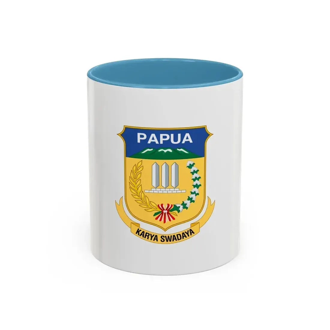 Flag of Papua Indonesia - Accent Coffee Mug 11oz Light Blue - Go Mug Yourself
