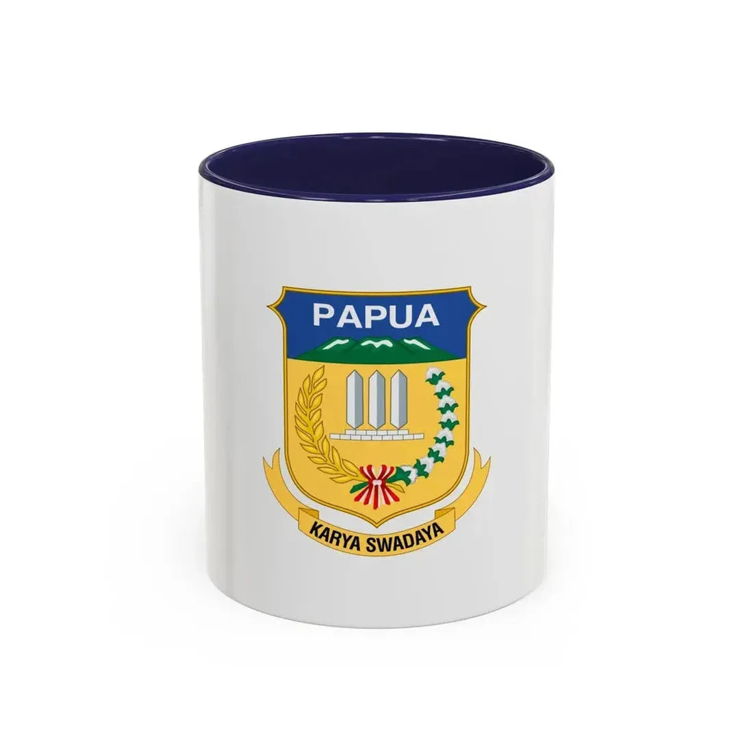 Flag of Papua Indonesia - Accent Coffee Mug 11oz Navy - Go Mug Yourself