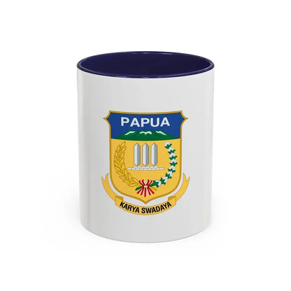 Flag of Papua Indonesia - Accent Coffee Mug 11oz Navy - Go Mug Yourself