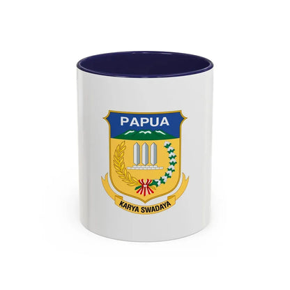 Flag of Papua Indonesia - Accent Coffee Mug 11oz Navy - Go Mug Yourself