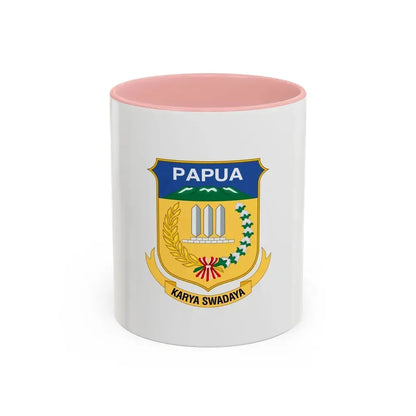 Flag of Papua Indonesia - Accent Coffee Mug 11oz Pink - Go Mug Yourself