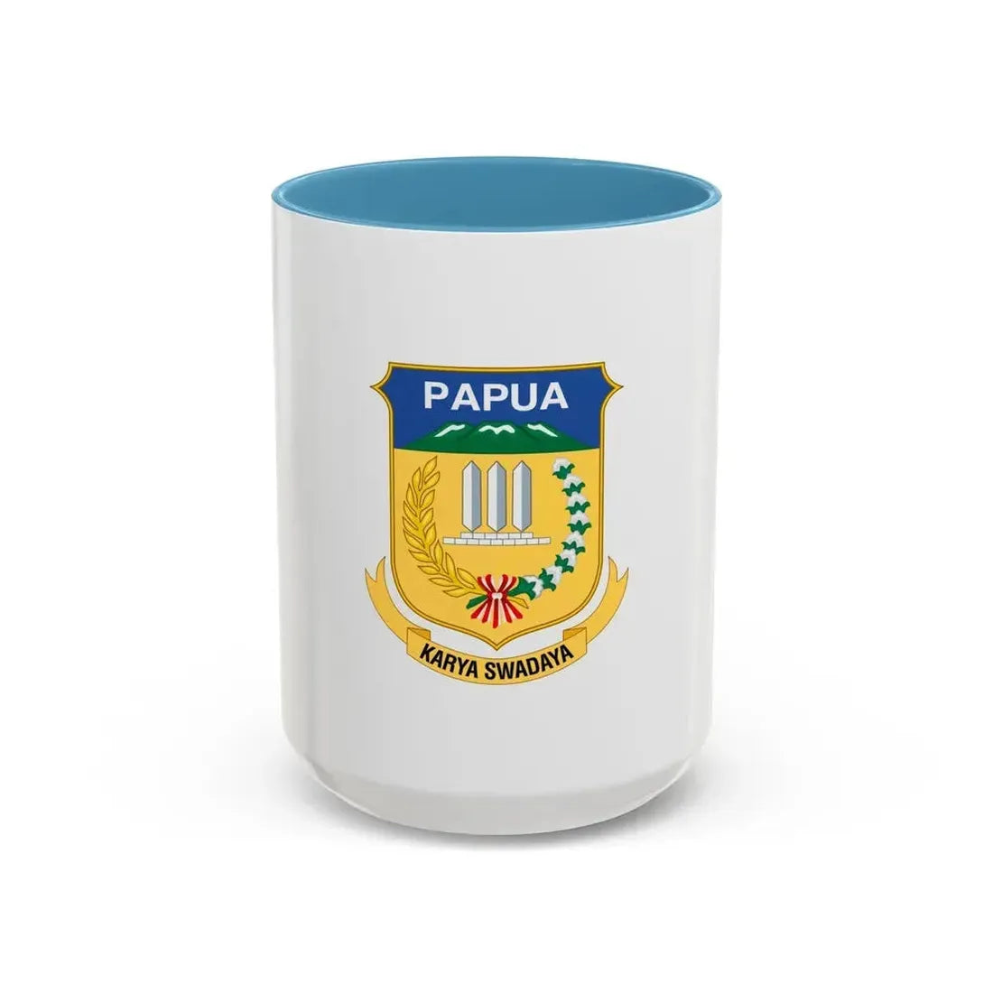 Flag of Papua Indonesia - Accent Coffee Mug 15oz Light Blue - Go Mug Yourself