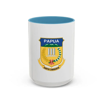 Flag of Papua Indonesia - Accent Coffee Mug 15oz Light Blue - Go Mug Yourself