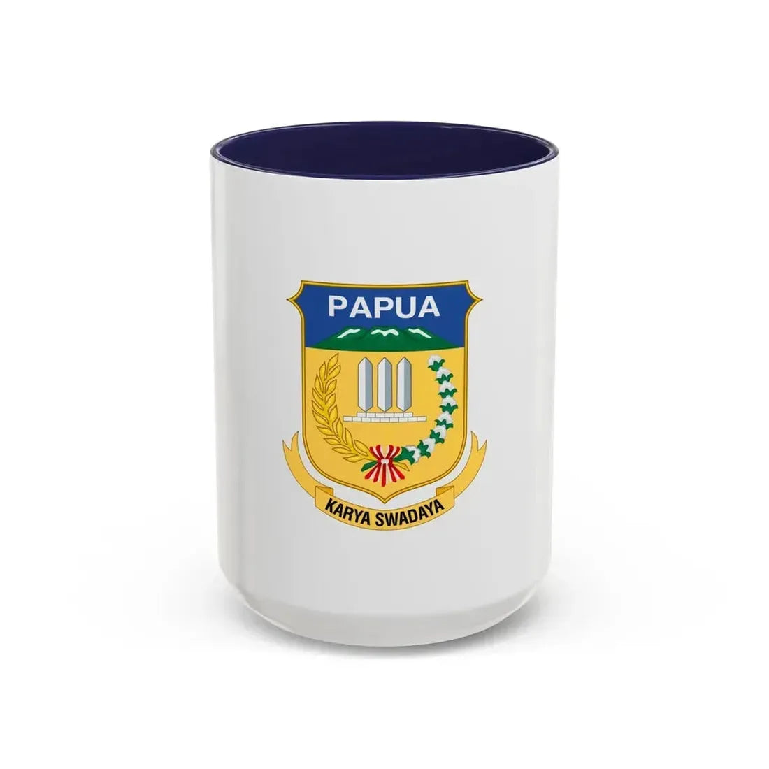 Flag of Papua Indonesia - Accent Coffee Mug 15oz Navy - Go Mug Yourself