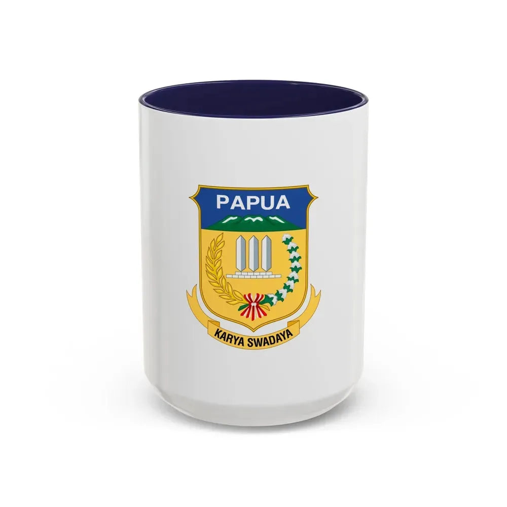 Flag of Papua Indonesia - Accent Coffee Mug 15oz Navy - Go Mug Yourself
