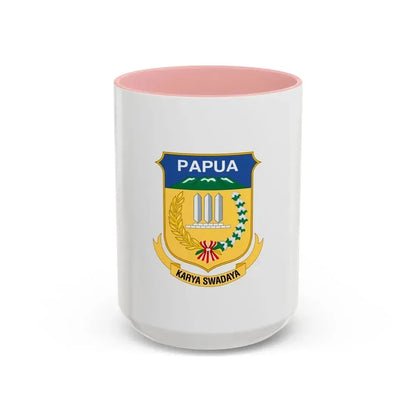 Flag of Papua Indonesia - Accent Coffee Mug 15oz Pink - Go Mug Yourself