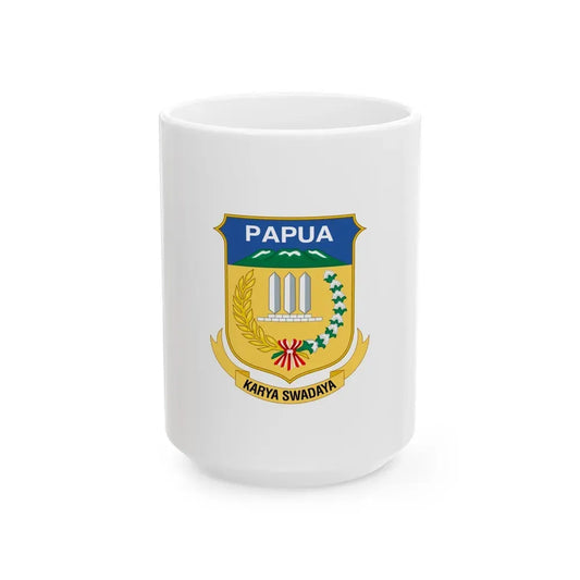 Flag of Papua Indonesia - White Coffee Mug 15oz - Go Mug Yourself