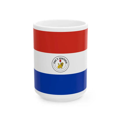 Flag of Paraguay reverse 3-2 (Paraguay) White Coffee Mug 15oz - Go Mug Yourself