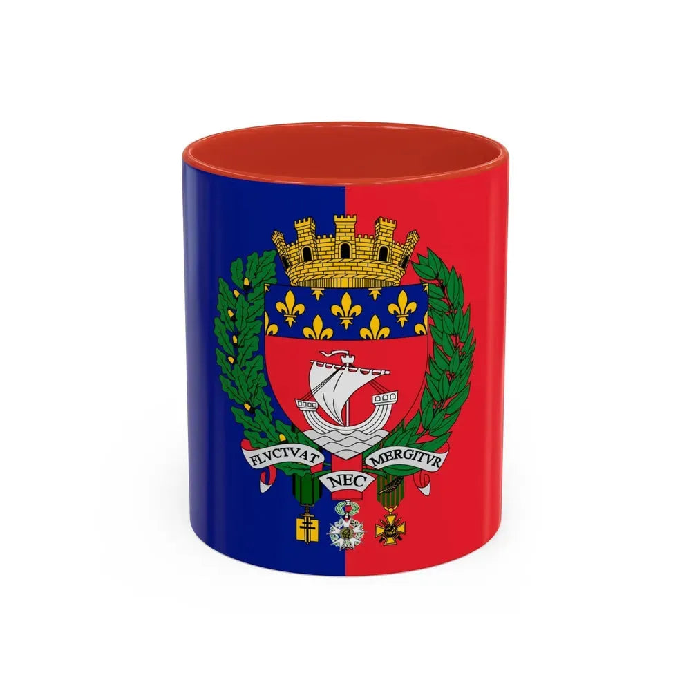 Flag of Paris France - Accent Coffee Mug 11oz Red - Go Mug Yourself